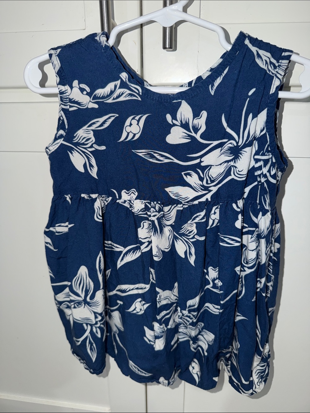 Tori Richard Honolulu Girls Navy Blue Floral Tunic